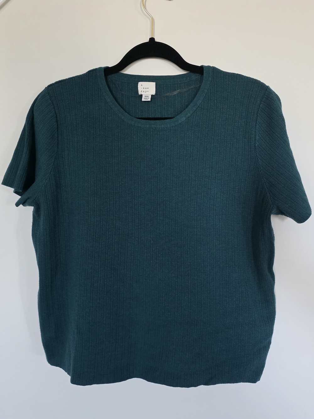 A New Day Teal Ribbed Tee XXL Women’s Short Sleeve Top Basic Shirt
